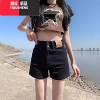 YIBUSHENG复古百搭牛仔短裤女季2024年设计感高腰显瘦小个子直筒热腰 2XL 黑色短裤2204