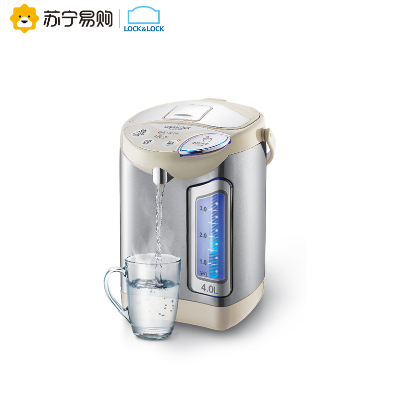 乐扣乐扣（LOCK&LOCK）4L电热水瓶304不锈钢 三段保温除氯沸腾烧水壶 大容量电水壶 不锈钢色EJK573BEG