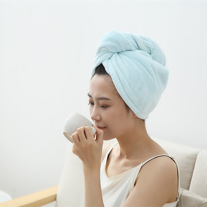 干发帽女吸水速干毛巾擦头发包头巾可爱韩国洗头帽子加厚 三维工匠 兔耳朵-蓝色[1个装]高清大图