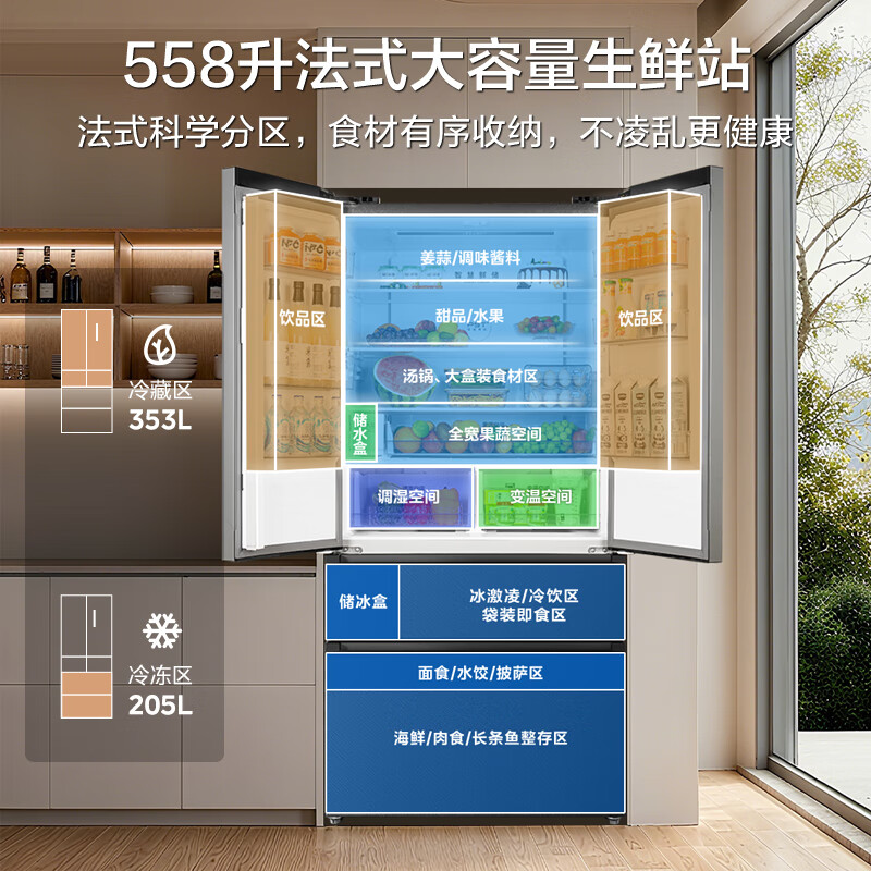 美的(Midea) BCD-558WUFIPZM(E) 幻影砂 多门冰箱 一级能效 变频 风冷无霜除菌高清大图