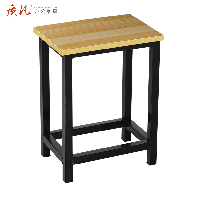 质凡方管凳铁方凳培训钢管凳 黑架+木纹色