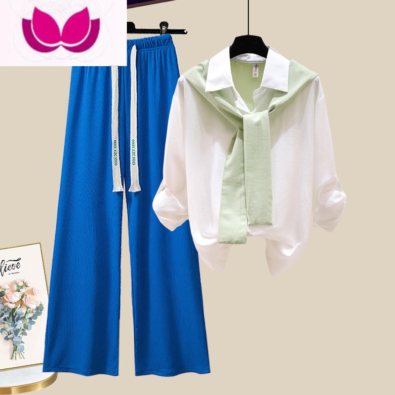 七斓小个子春装搭配一整套衬衫阔腿裤套装女夏季春季甜美轻奢套裤高清大图