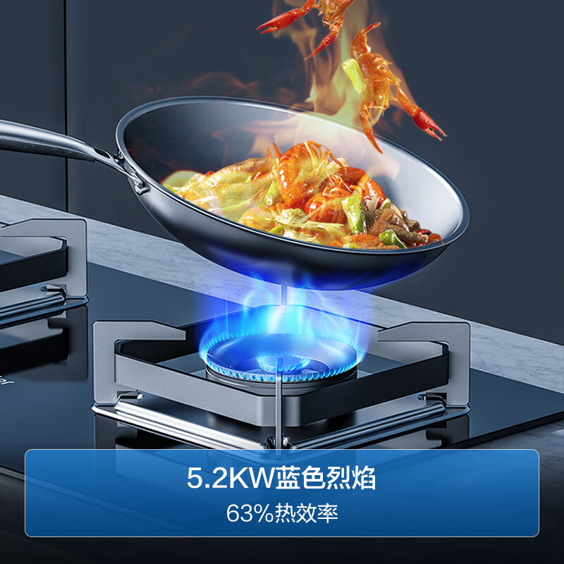 海尔(Haier)燃气灶天然气灶双眼灶瞬燃点火智能熄火保护5.2KW大火力一级能效三重增氧混燃台嵌两用 Q2BE5
