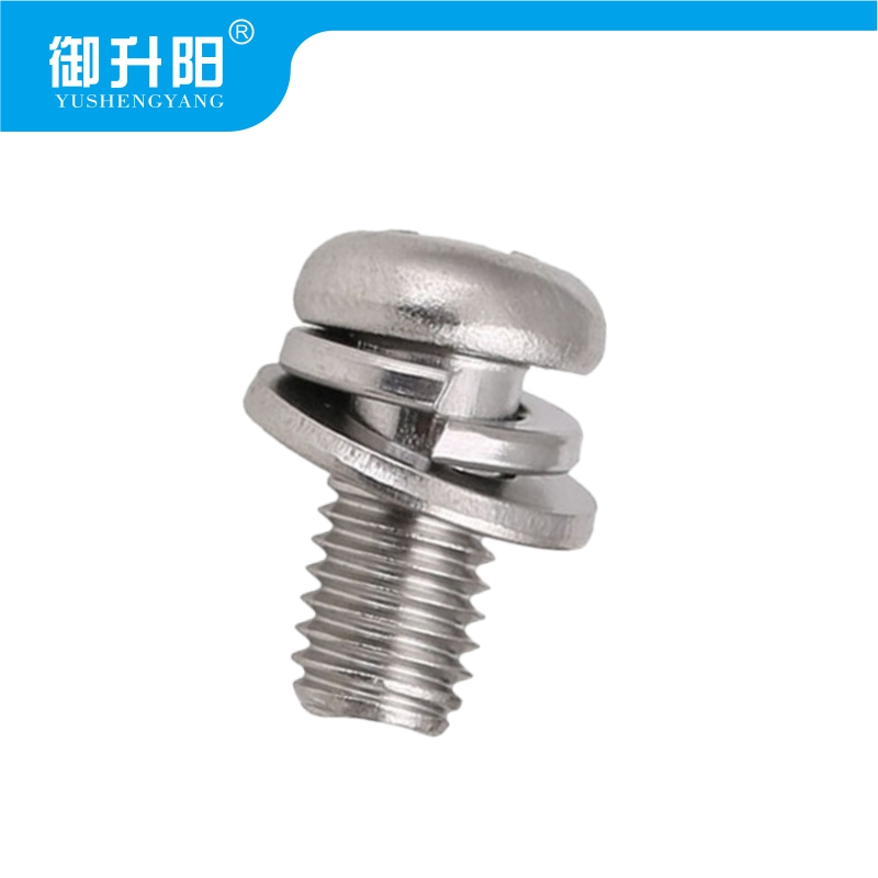 御升阳 304不锈钢十字槽半圆头三组合螺丝 M4X10 4.8级强度 / 个高清大图