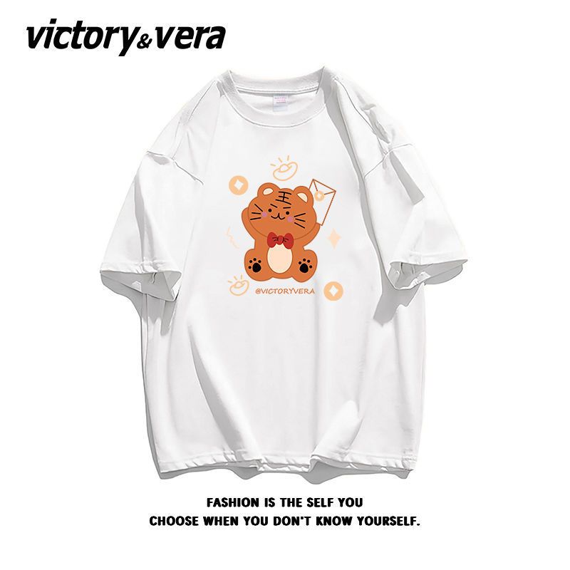 VICTORYVERA盐系小老虎ins短袖100纯棉t恤女夏季宽松半袖上衣chic