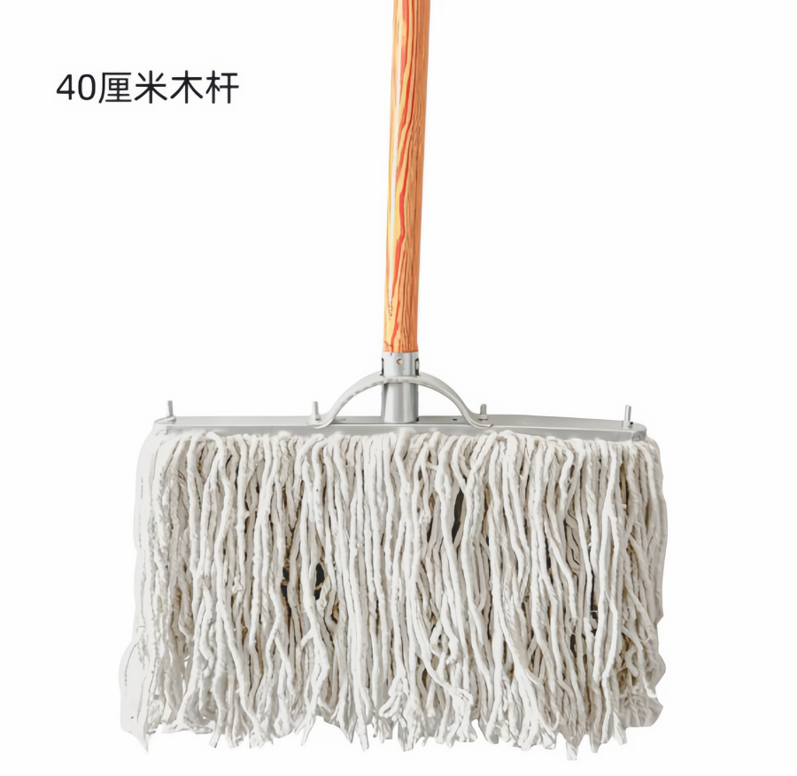 老式墩布棉线拖把 40cm宽白色+木杆