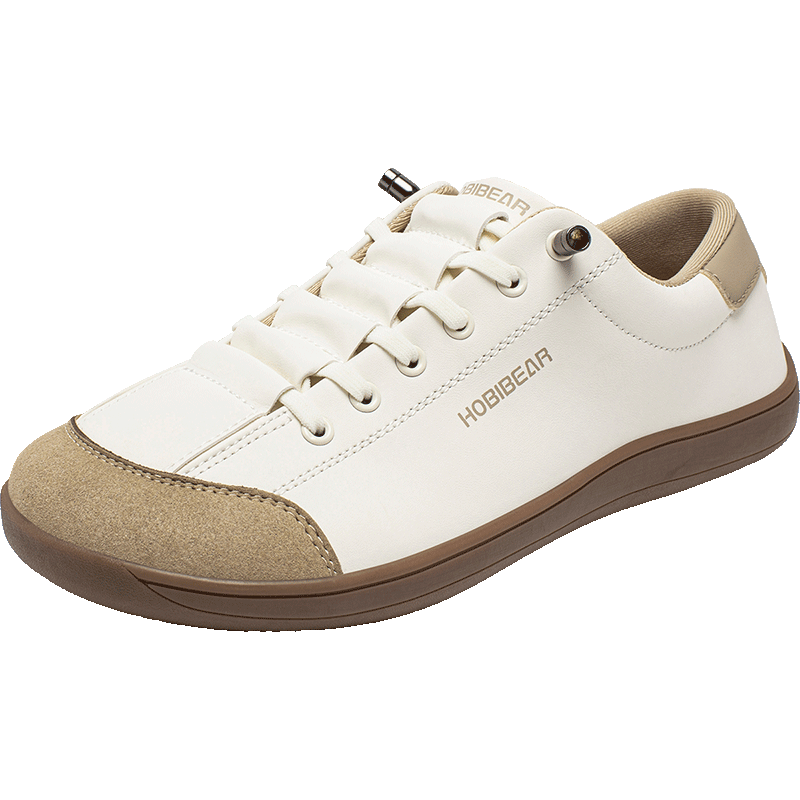 HOBIBEAR男鞋宽头零落差鞋底赤足鞋秋季皮面舒适轻便男士一脚蹬 米/棕 42码