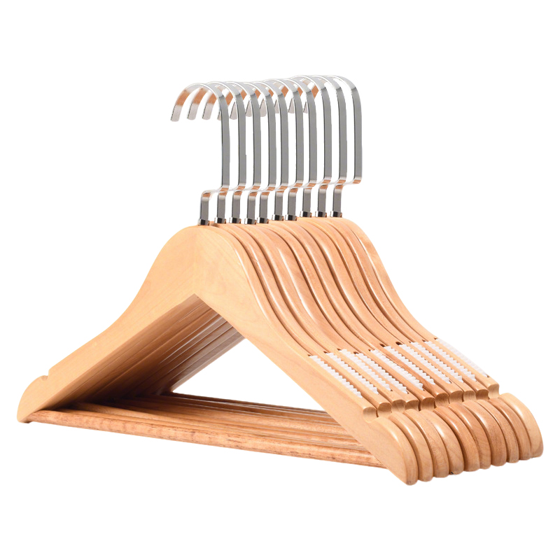 围达 实木衣架 防滑本色38cm 组高清大图