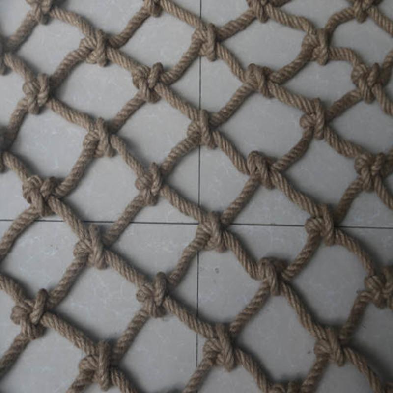 麻绳网格吊顶装饰网挂墙网楼梯防护网麻绳编织网子隔断网攀爬网绳4