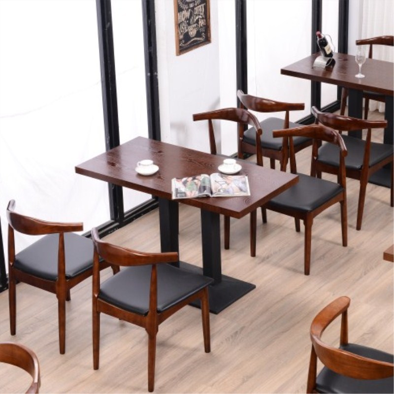 尋木匠餐椅商用定制现代简约家用椅子咖啡厅奶茶店休闲椅北欧实木牛角椅