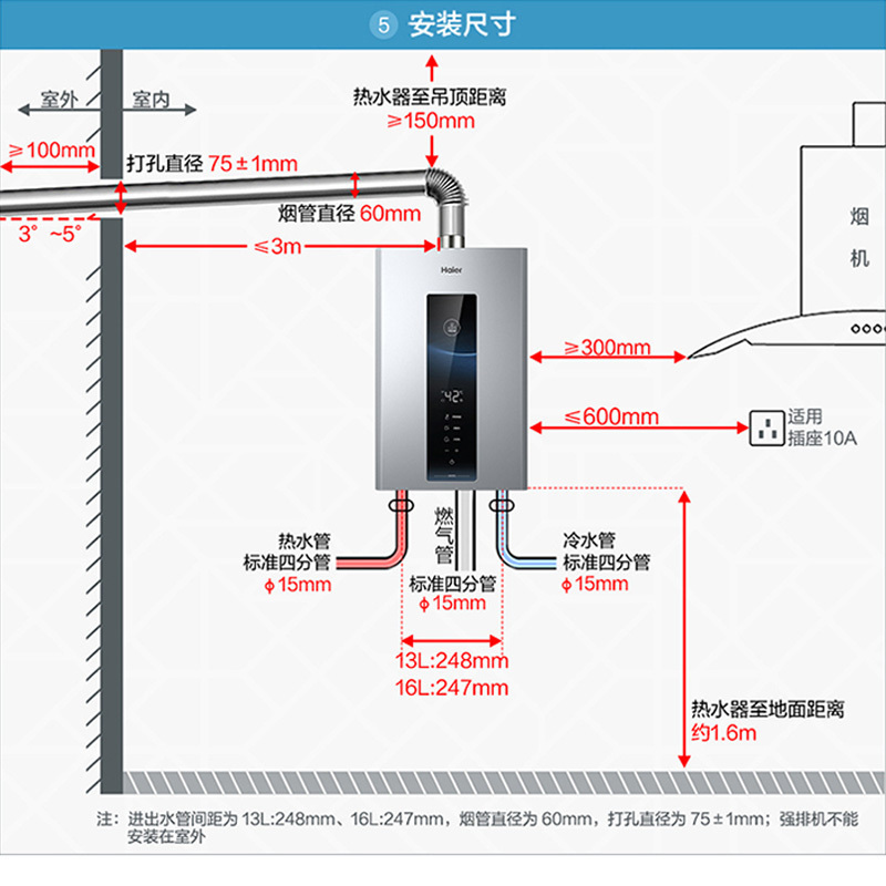 海尔(Haier)燃气热水器13升 天然气 无极变频水伺服恒温 一级节能 健康抑菌 JSQ25-13WM5PRO高清大图