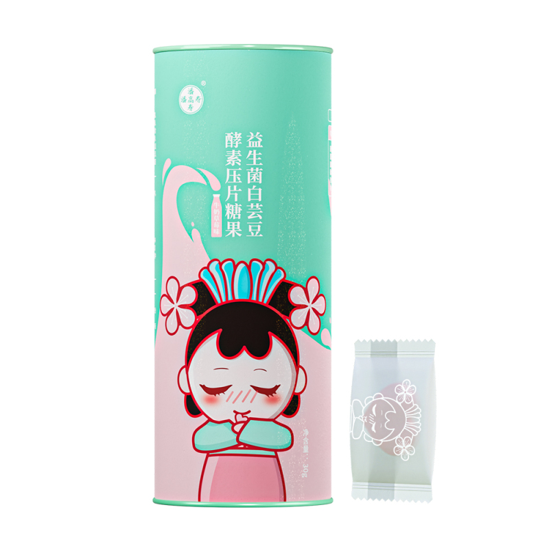 潘高寿益生菌白芸豆酵素压片糖果 草莓牛奶味