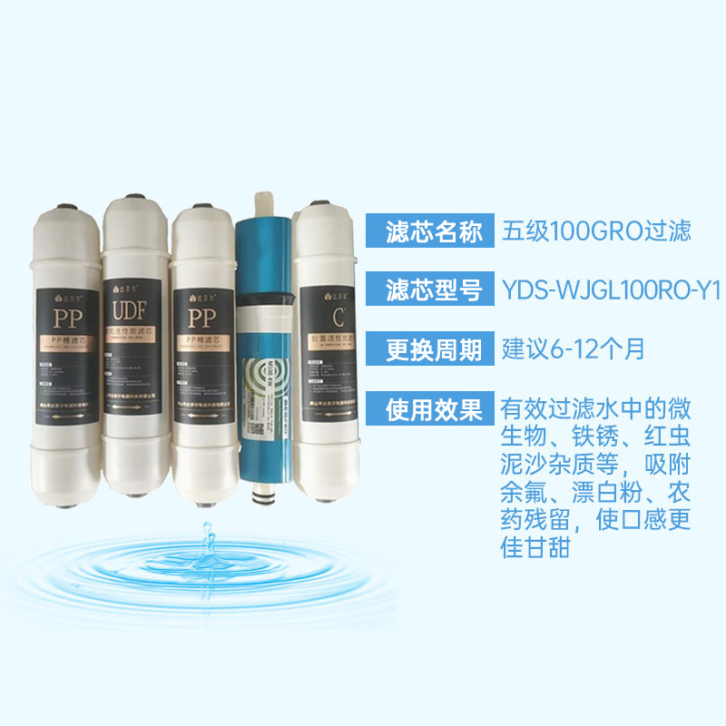意黛斯(YIDAISI)纯水机饮水机直饮水一体机开水器直饮机净水器 五级RO滤芯套装 YDS-WJGL100RO-Y5高清大图