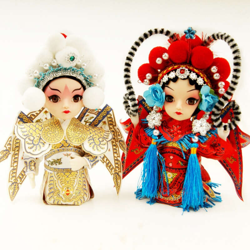 京剧人物人偶绢人娃娃摆件北京纪念品中国风商务出国送老外