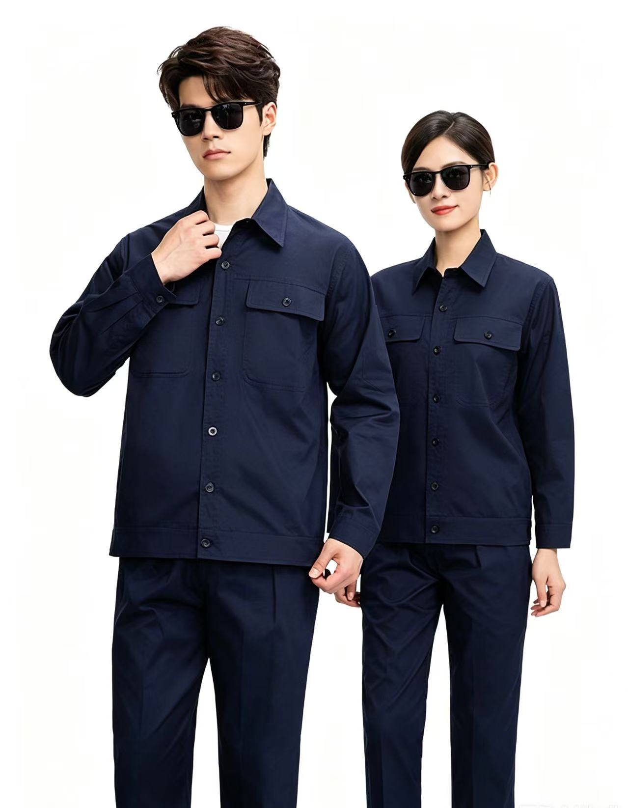 路安保夏季纯棉工作服QM6870透气全棉长袖套