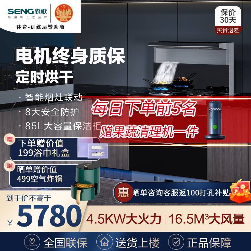森歌(SENG) M3C精致小尺寸家用集成灶一体机烘干保洁柜油烟机燃气灶烟灶套装 天然气