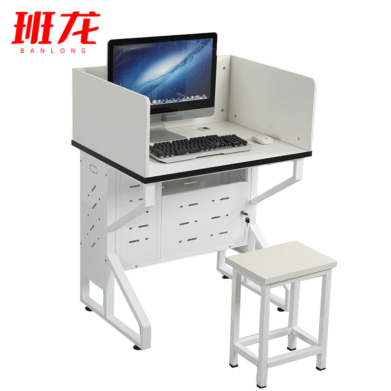 班龙屏风电脑桌0.8m白色套高清大图