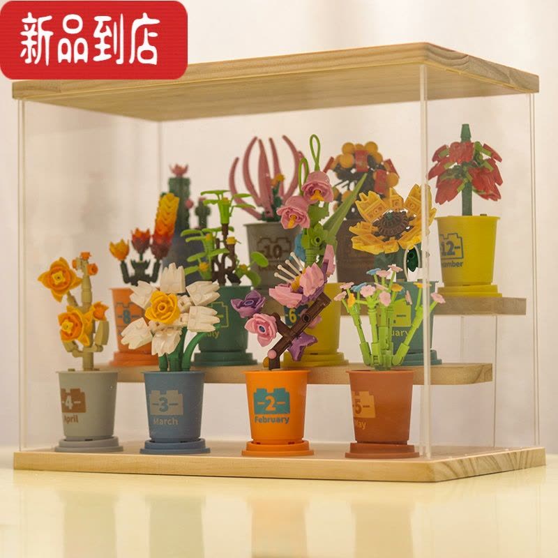 真智力迷你多肉盆栽绿植物花束拼装积木花摆件女孩生日礼物玩具图片