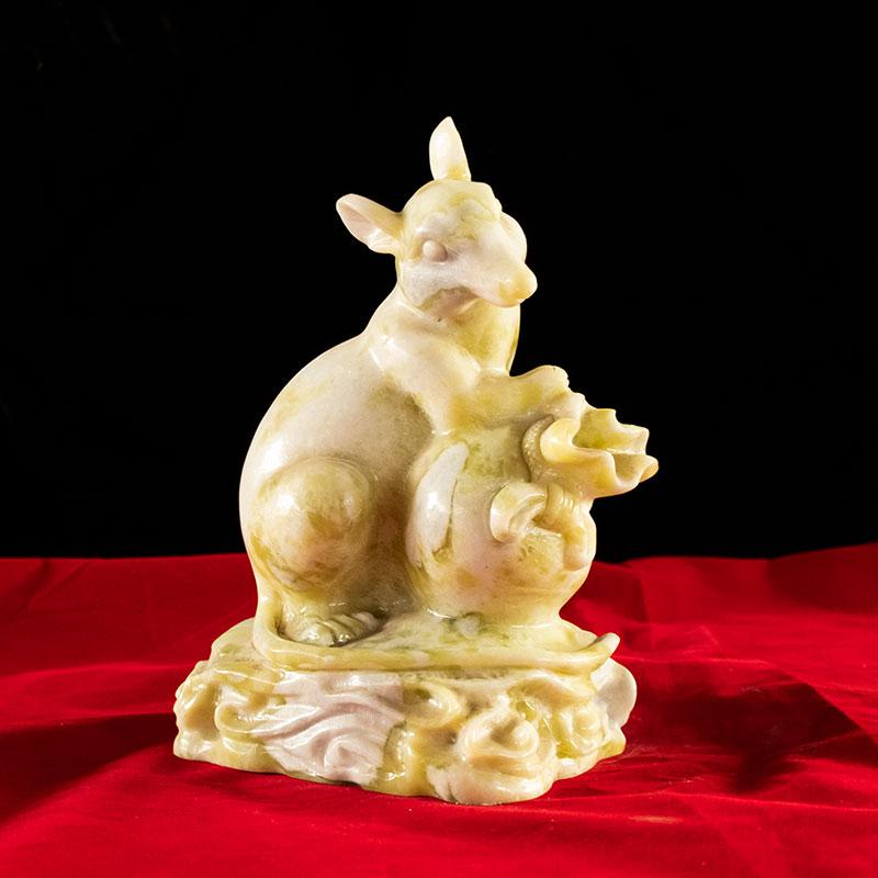 美帮汇蓝田玉老鼠摆件鼠生肖家居玉摆件客厅装饰工艺品高清大图
