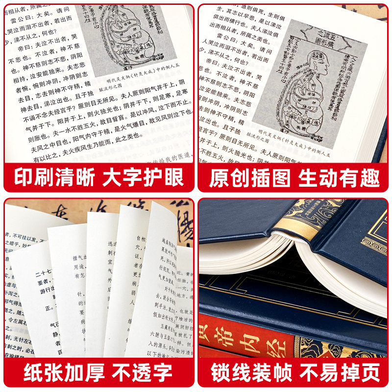 [正版]黄帝内经原版白话文彩图版完整皇帝内经素问图解四季养生法全书中医书籍大全基础理论入门本草纲目伤寒论神农本草经非徐文