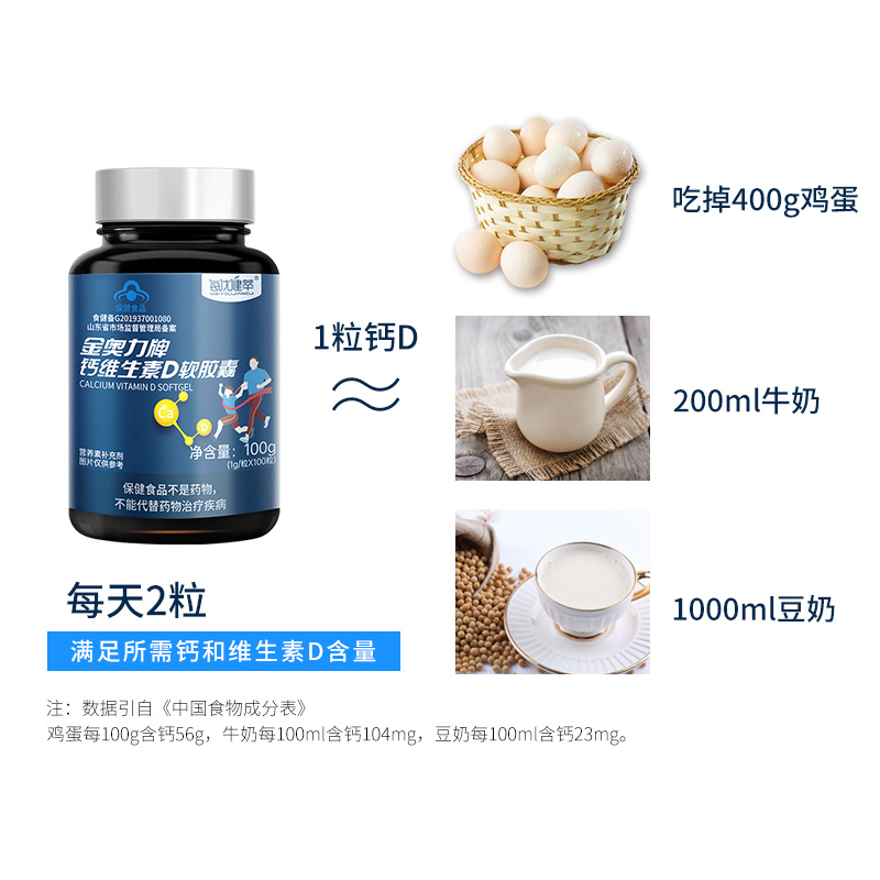 [买2发3]每优健萃液体钙维D100粒维生素d软胶囊易吸收男女青少年成人中老年补钙高清大图