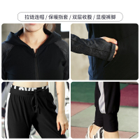 大码运动套装 秋冬瑜伽服 女装胖mm200斤健身房跑步晨跑宽松速干衣