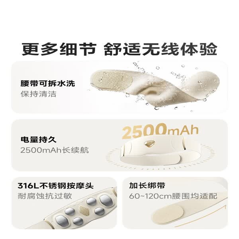 SKG腰部按摩仪按摩器G6暖宫姨妈神器护腰带腰椎腰肌劳损腰背热敷脉冲振动指控按揉 [限定礼盒]按摩腰带G6PRO高清大图