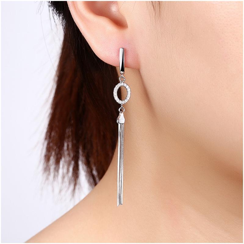 E078 Silver Earrings 925纯银耳环日韩耳钉女气质长款简约防过敏送女朋友七夕情人节礼物