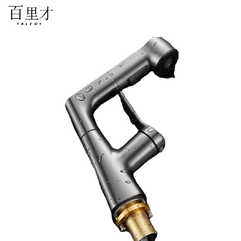 百里才 枪灰抽拉升降冷热混合水龙头 通用型 个图片