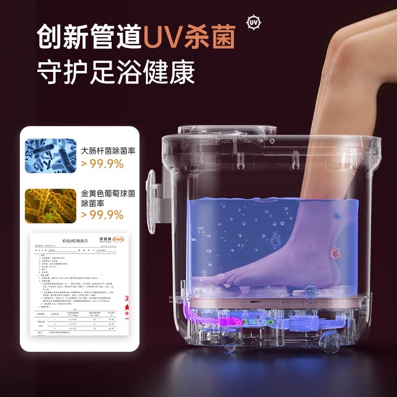 小熊泡脚桶过小腿加热恒温足浴器家用全自动智能杀菌电动按摩洗脚高清大图