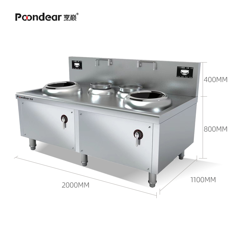 商用电磁小炒炉大功率凹面电磁灶小炒灶 两主两副 30kw PDC-X400Ⅱ-E115S高清大图