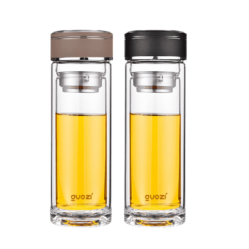 果兹玻璃杯350ml星辰双层小型茶水分离杯GZ-S59(随机发货)
