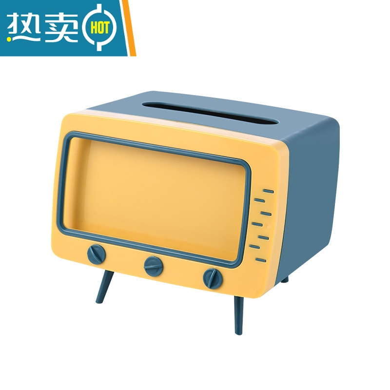 敬平多功能学生宿舍桌面餐厅可爱手机支架抽纸收纳盒 湛江蓝⭐电视纸巾盒[送贴纸]