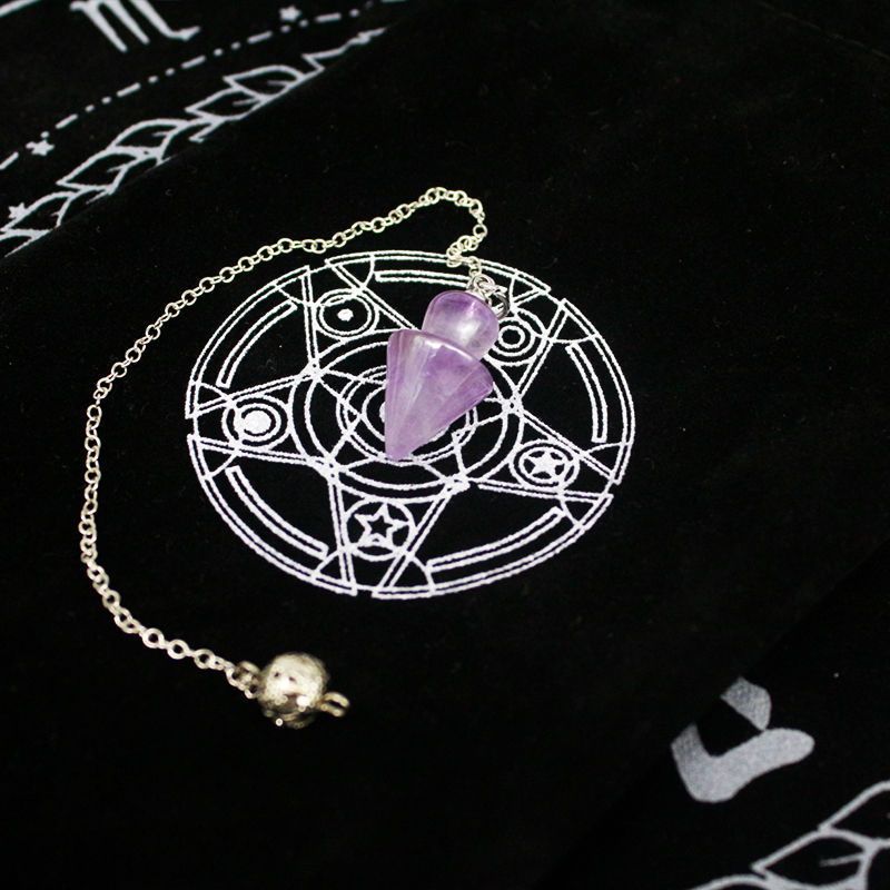 粉色送收纳袋初学者入门天然白水晶紫水晶粉水晶灵摆六角柱锥形小灵摆