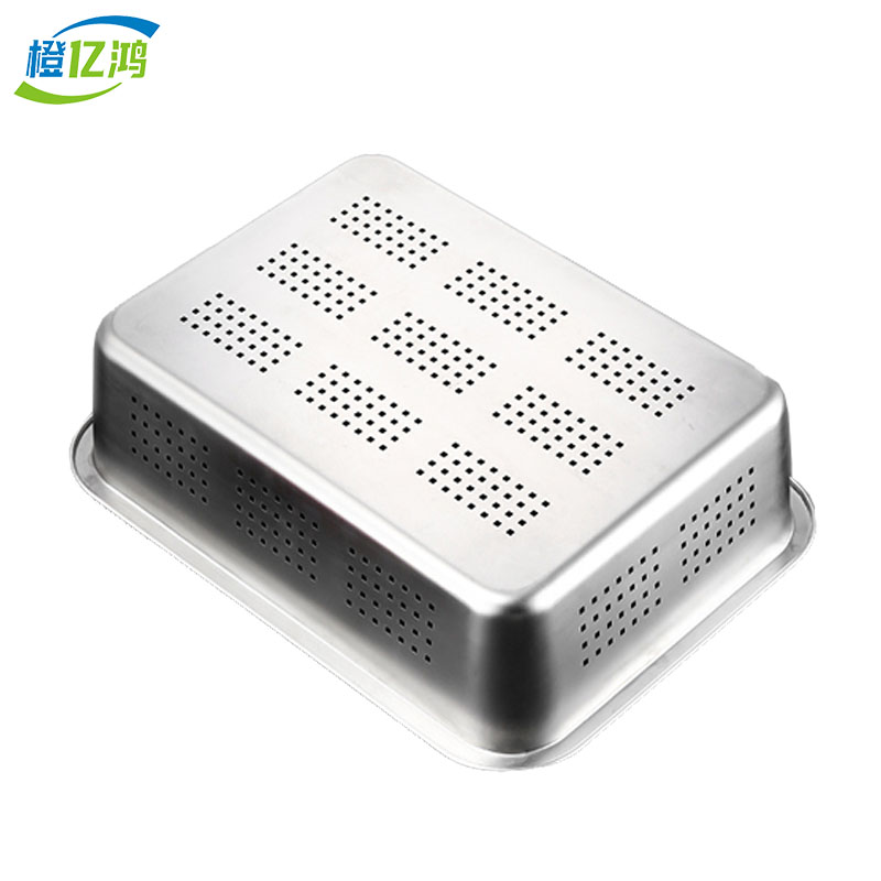 橙亿鸿 不锈钢冲孔方盆 沥水洗菜筐 45*35*20cm/个高清大图