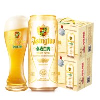 青岛啤酒(TSINGTAO)全麦白啤11度 500ml*12罐*2箱 官方直营 新老包装随机混发(ZJ)