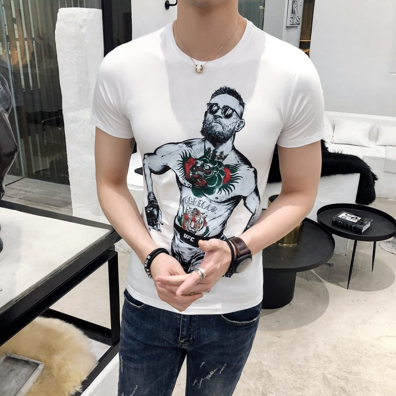 硬汉腹肌衣服夏款肌肉男T恤性感男装 时尚夜店紧身短袖体恤