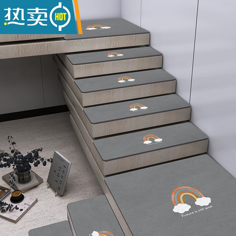 敬平楼梯踏步垫软硅藻泥隔音地垫家用吸水防滑台阶脚垫简约可定制地毯防滑垫高清大图