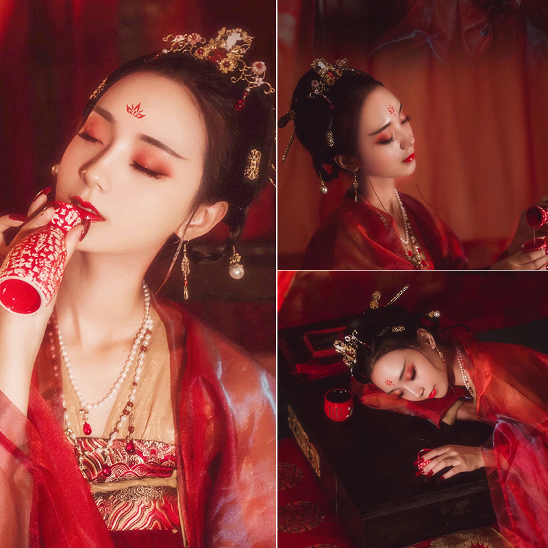 儿童眉心贴花贴汉服古装额头印花演出写真花钿宝宝额贴防水纹身贴