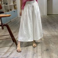 单件/夏季文艺中国风汉服盘扣开衫复古印花衬衫裙棉质阔腿裤套装 米白后背橡筋纯棉裤 [单裤子] M [建议85-115斤]
