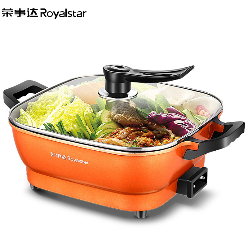 荣事达(Royalstar)电火锅HG1608韩式多功能电热锅6L大容量家用电炒锅学生支持煎烤宿舍电煮锅家用煮面不粘锅