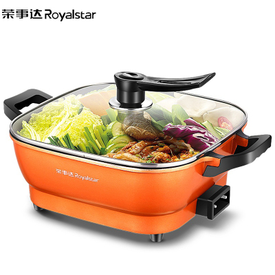 荣事达(Royalstar)电火锅HG1608韩式多功能电热锅6L大容量家用电炒锅学生支持煎烤宿舍电煮锅家用煮面不粘锅