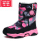 可莉允女童棉靴鸿星鸿尔克冬季加绒加厚保暖棉鞋防水男童靴子防滑雪地靴