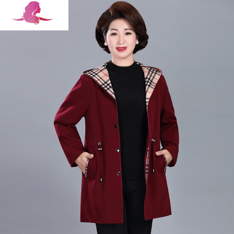 艳如飞新款妈妈春装中长款风衣中老年女装洋气外套中年春秋夹克奶奶