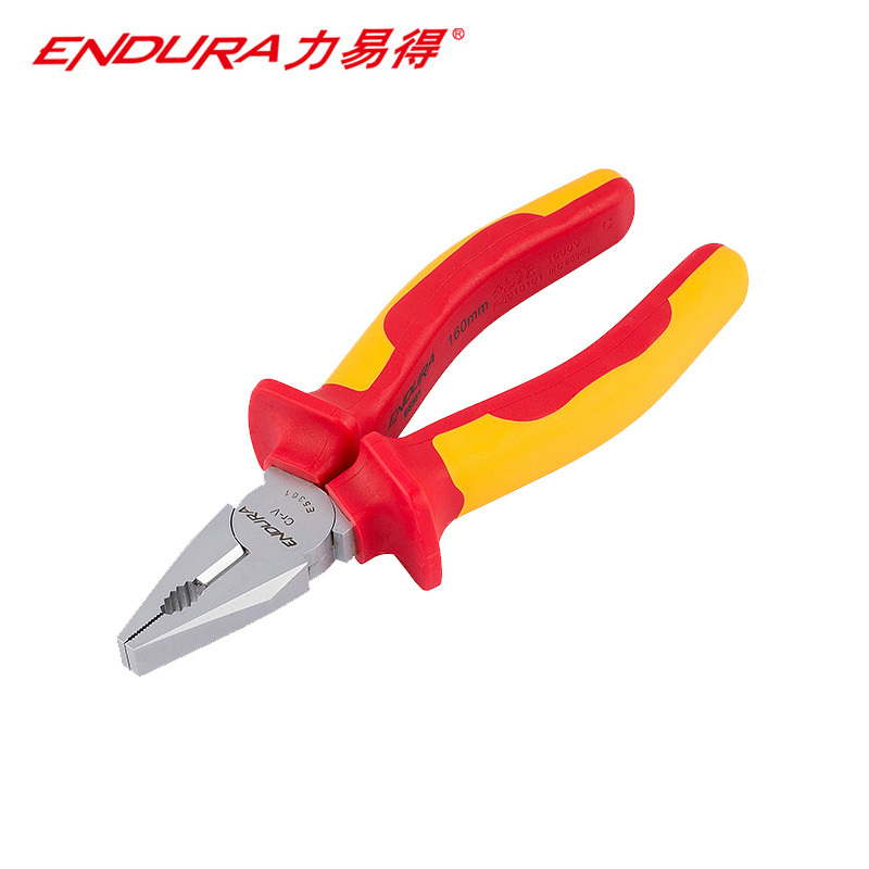 力易得(ENDURA) VDE双色绝缘钢丝钳 耐压1000V 克丝钳老虎钳 8英寸 货号E5363 1把