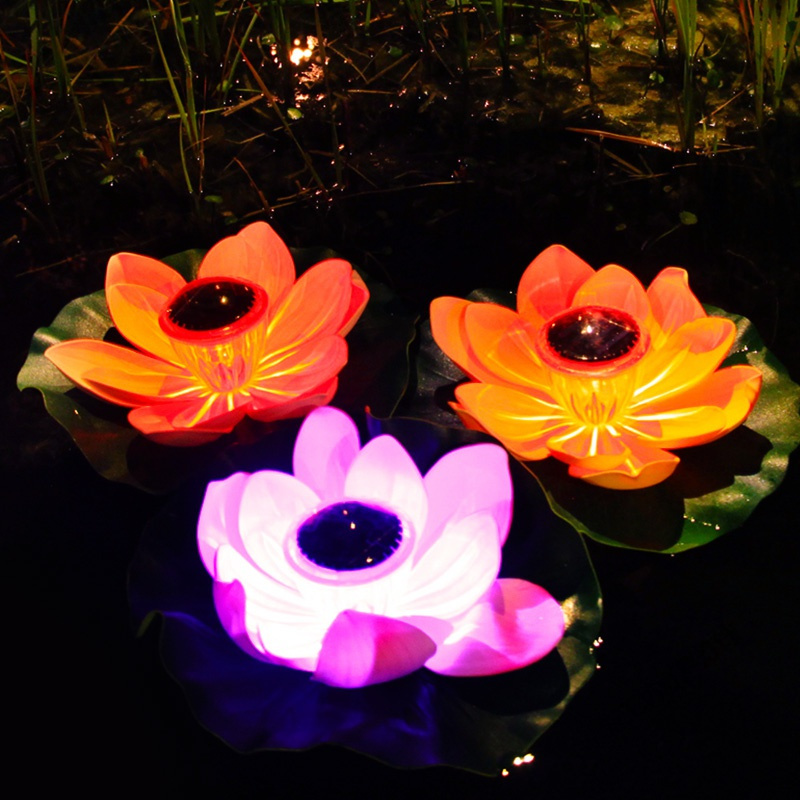 苏宁放心购太阳能荷花灯led户外庭院灯家用水漂灯游泳水池景观装饰灯