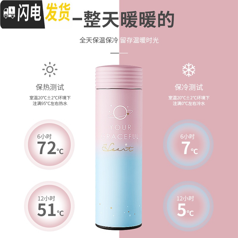 三维工匠女男士韩版ins网红学生便携可爱水杯保温杯