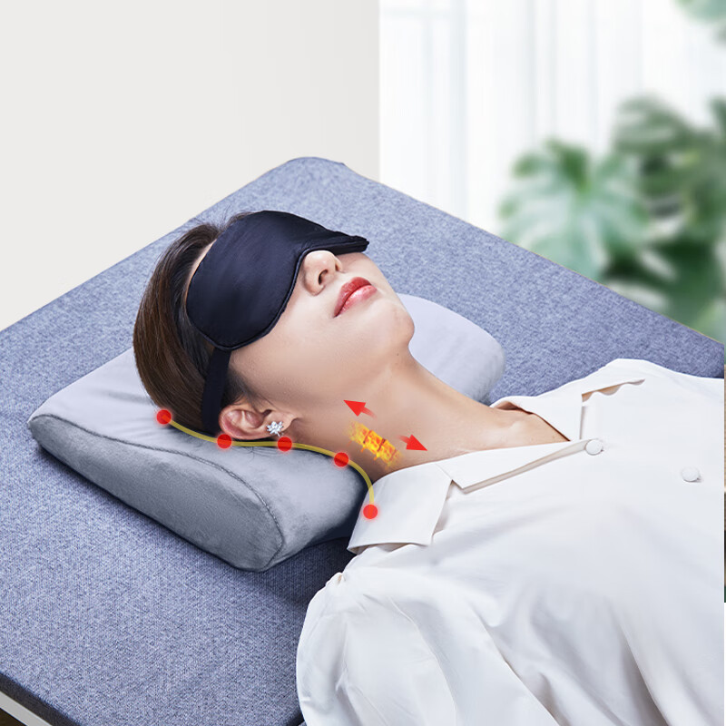 奥罗玛斯 午睡枕办公室午休折叠床小枕头便携户外旅行趴枕神器记忆棉靠垫法兰绒-灰色3029!