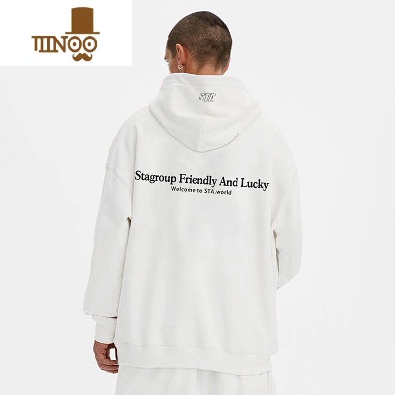 YANXUSTA SR XRMD标语连帽卫衣男女美式休闲加绒外套ins高清大图