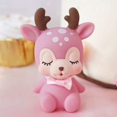 10只一鹿有你蛋糕装饰摆件梅花鹿摆件萌小鹿生日情人节蛋糕萌小鹿粉色